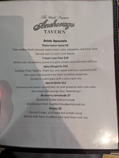 Menu Anchorage Tavern Restaurant - 8