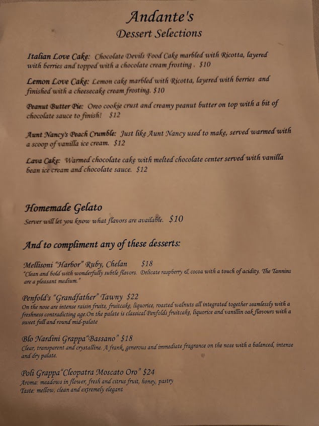 Menu Andante - 0