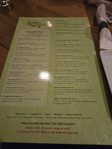 Menu Andie's Restaurant - 1