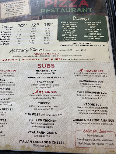 Menu Angelos Pizza Restaurant Seafood Steamer Bar - 2