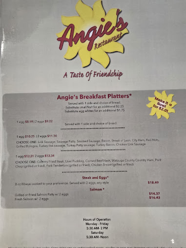 Menu Angie's Restaurant - 3