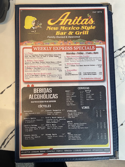 Menu Anitas New Mexico Style Mexican Food - 3