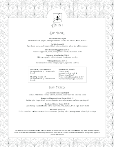 Menu Anixi Mediterranean Vegan Restaurant - 1