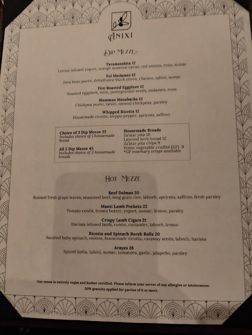 Menu Anixi Mediterranean Vegan Restaurant - 4