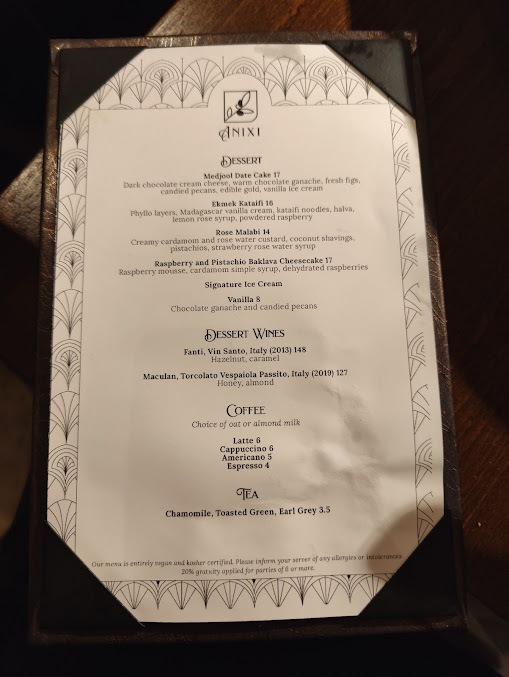 Menu Anixi Mediterranean Vegan Restaurant - 8