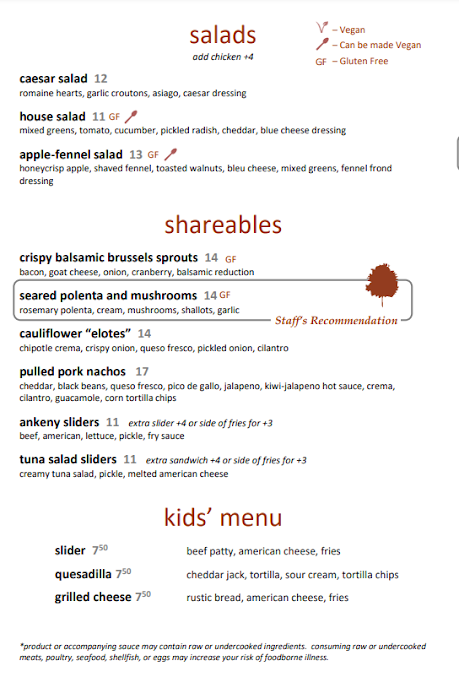 Menu Ankeny Tap Table - 19