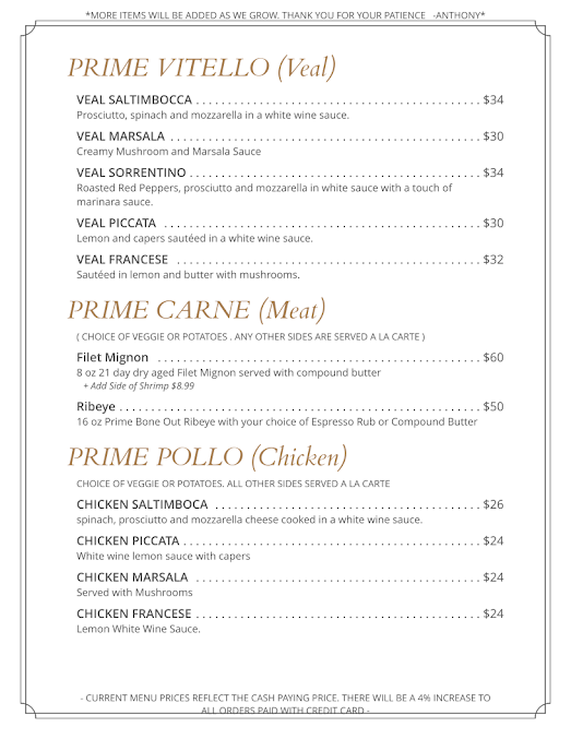 Menu Anthony's La Piazza Prime - 2