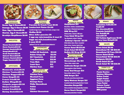 Menu Anthony's Restaurant - 1