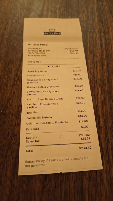 Menu Antica Pesa Brooklyn - 1
