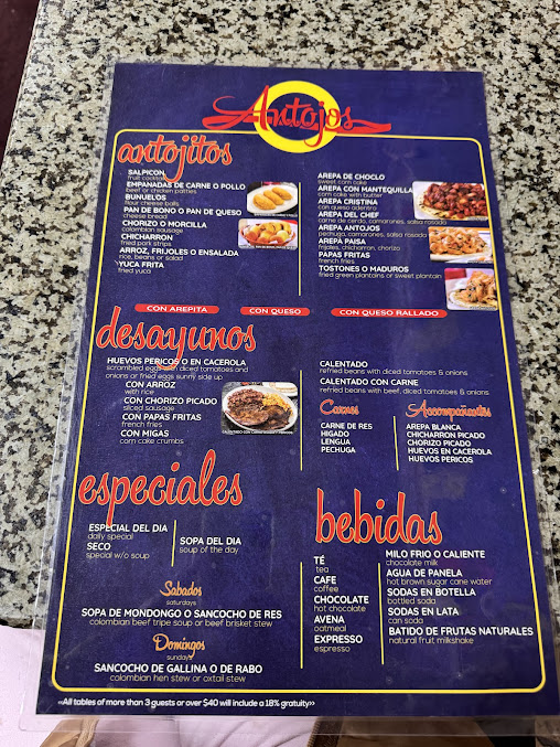 Menu Antojos Colombianos Restaurant Bakery - 0