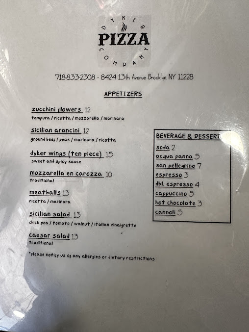 Menu Apizza: Dyker Pizza Company - 5