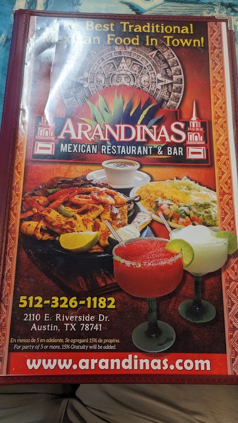 Menu Arandinas Mexican Restaurant Bar - 7