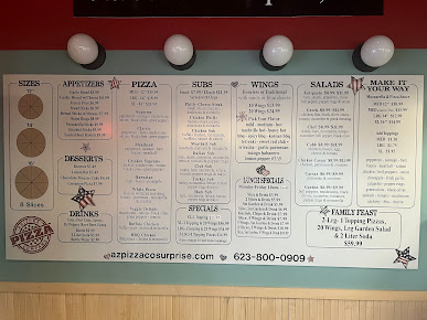 Menu Arizona Pizza Company Surprise - 0