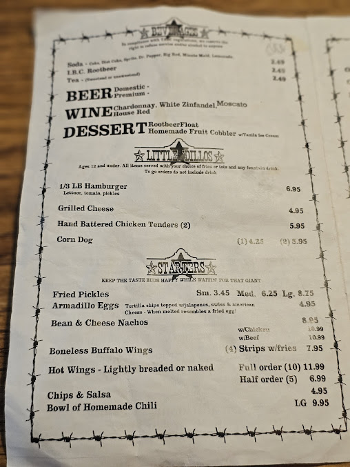 Menu Armadillos Texas Style Burgers - 5