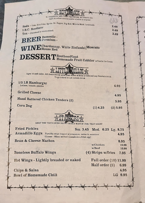 Menu Armadillos Texas Style Burgers - 9