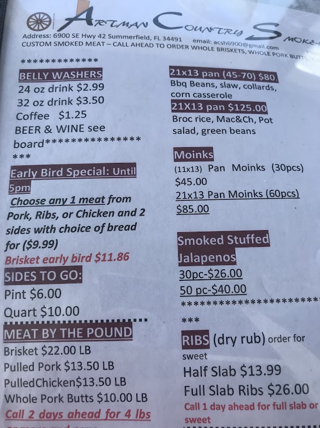 Menu Artman Country Smokehouse - 3