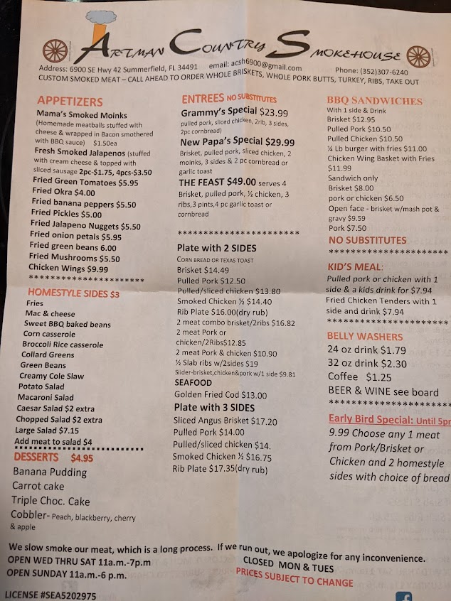 Menu Artman Country Smokehouse - 4