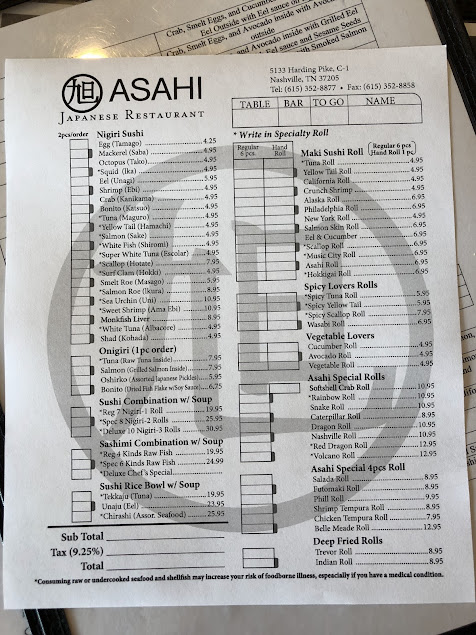 Menu Asahi Sushi Thai Cuisine - 0