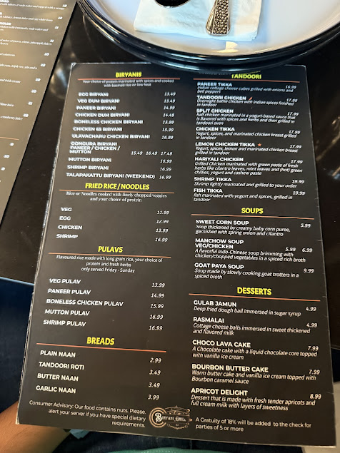 Menu Ashburn Biryani Grill - 1