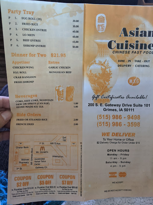 Menu Asian Cuisine Grimes - 1