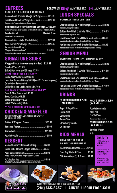 Menu Aunt Bill's Soul Food Cafe - 4