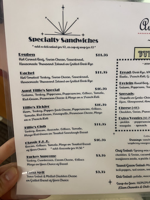 Menu Aunt Tillies Deli Pub - 5