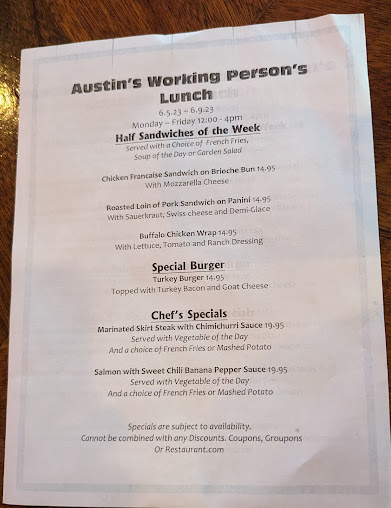 Menu Austin's Ale House - 1