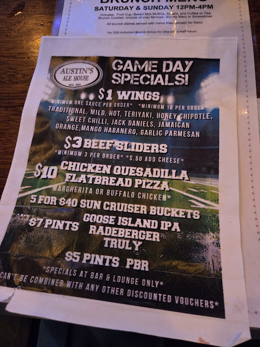 Menu Austin's Ale House - 2