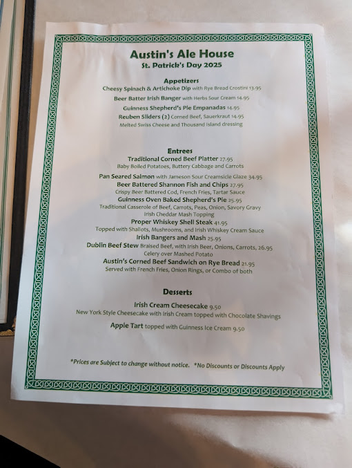Menu Austin's Ale House - 7