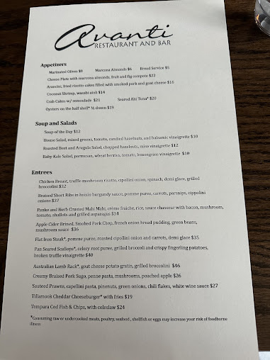 Menu Avanti Restaurant Bar - 0