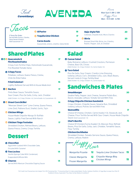 Menu Avenida - 1