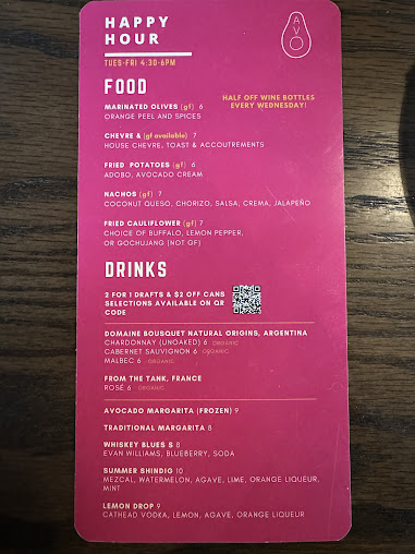 Menu Avo Nashville - 1