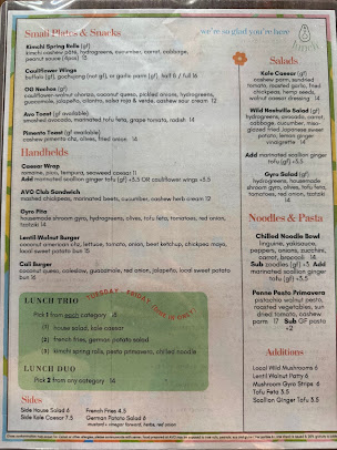Menu Avo Nashville - 2