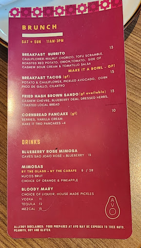 Menu Avo Nashville - 3