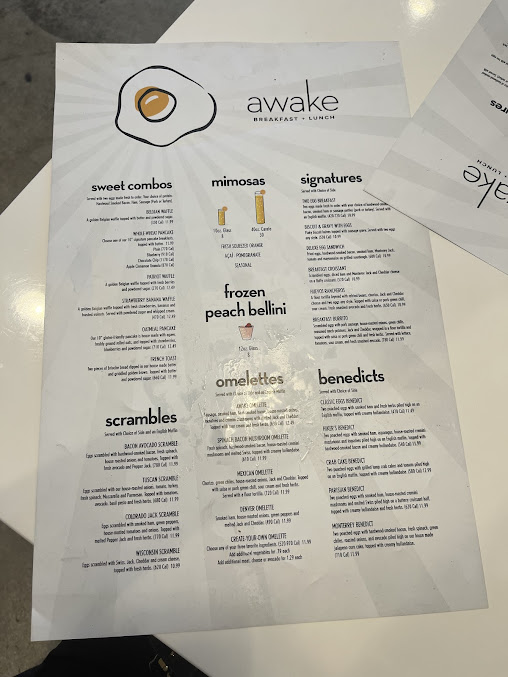 Menu Awake Breakfast Lunch Addison - 0