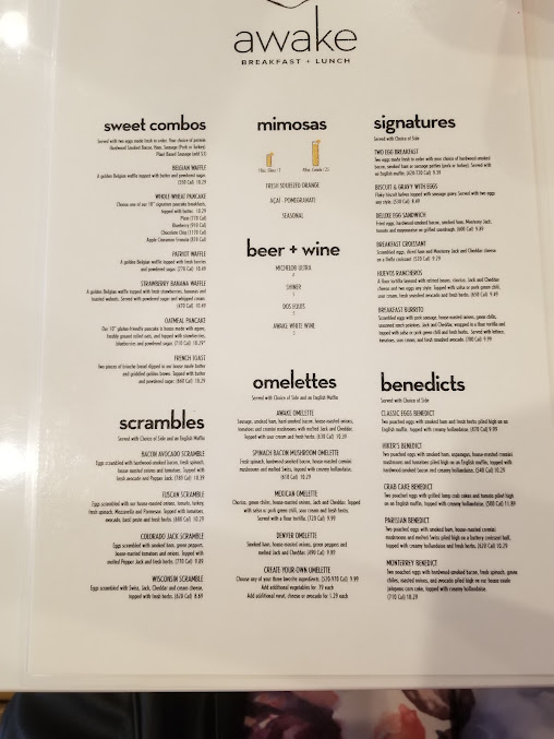 Menu Awake Breakfast Lunch Addison - 1