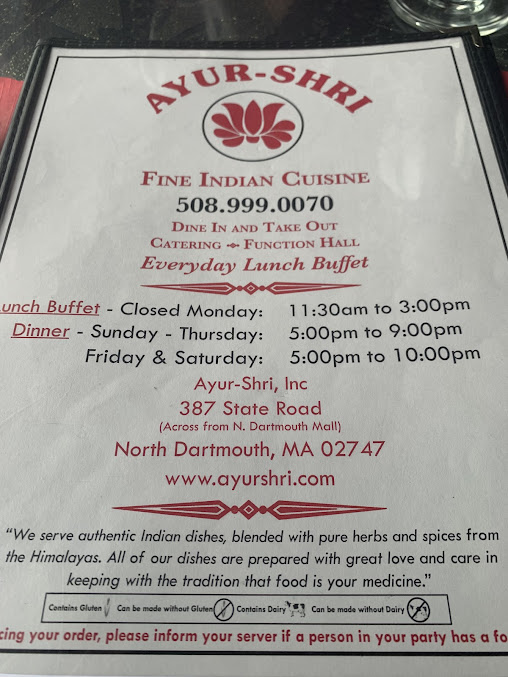 Menu Ayur Shri - 1
