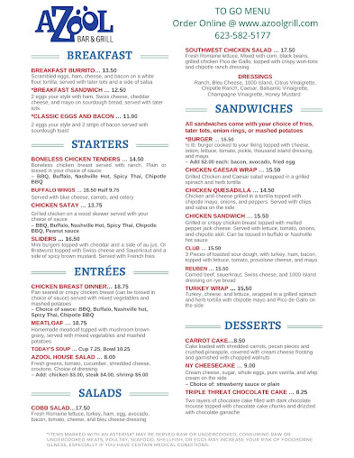Menu Azool Bar Grill - 3