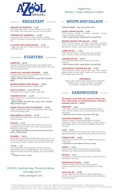 Menu Azool Bar Grill - 8