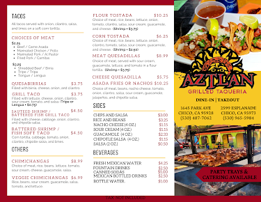 Menu Aztlan Grilled Taqueria - 8