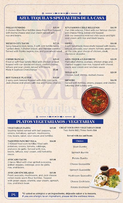 Menu Azul Tequilas Mexican Bar & Grill - 2