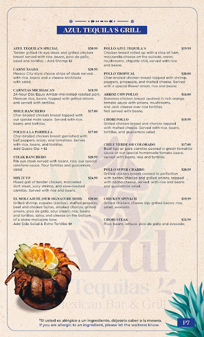 Menu Azul Tequilas Mexican Bar & Grill - 4