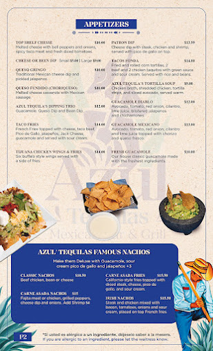 Menu Azul Tequilas Mexican Bar & Grill - 8