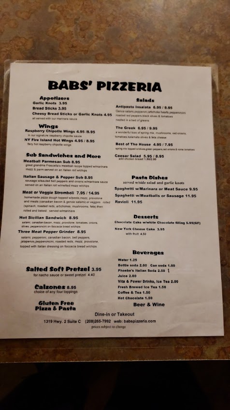 Menu Babs Pizzeria - 0