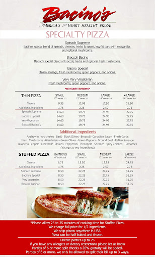 Menu Bacino's - 1