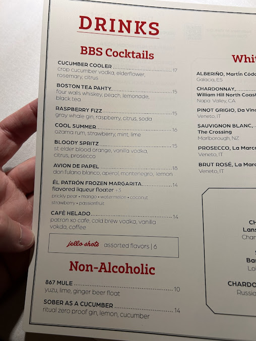 Menu Back Bay Social - 2