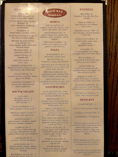Menu Back Bay Social - 5