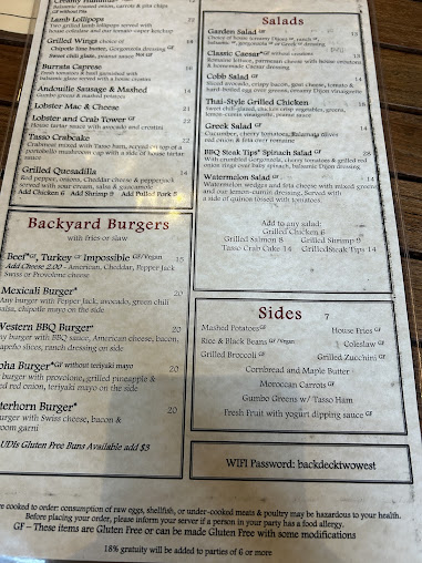 Menu Back Deck - 0