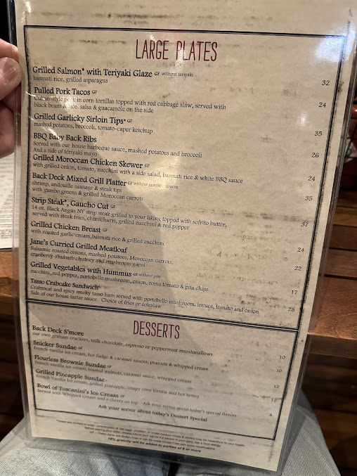 Menu Back Deck - 8