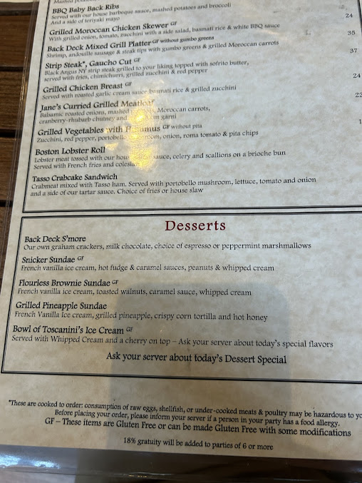 Menu Back Deck - 9
